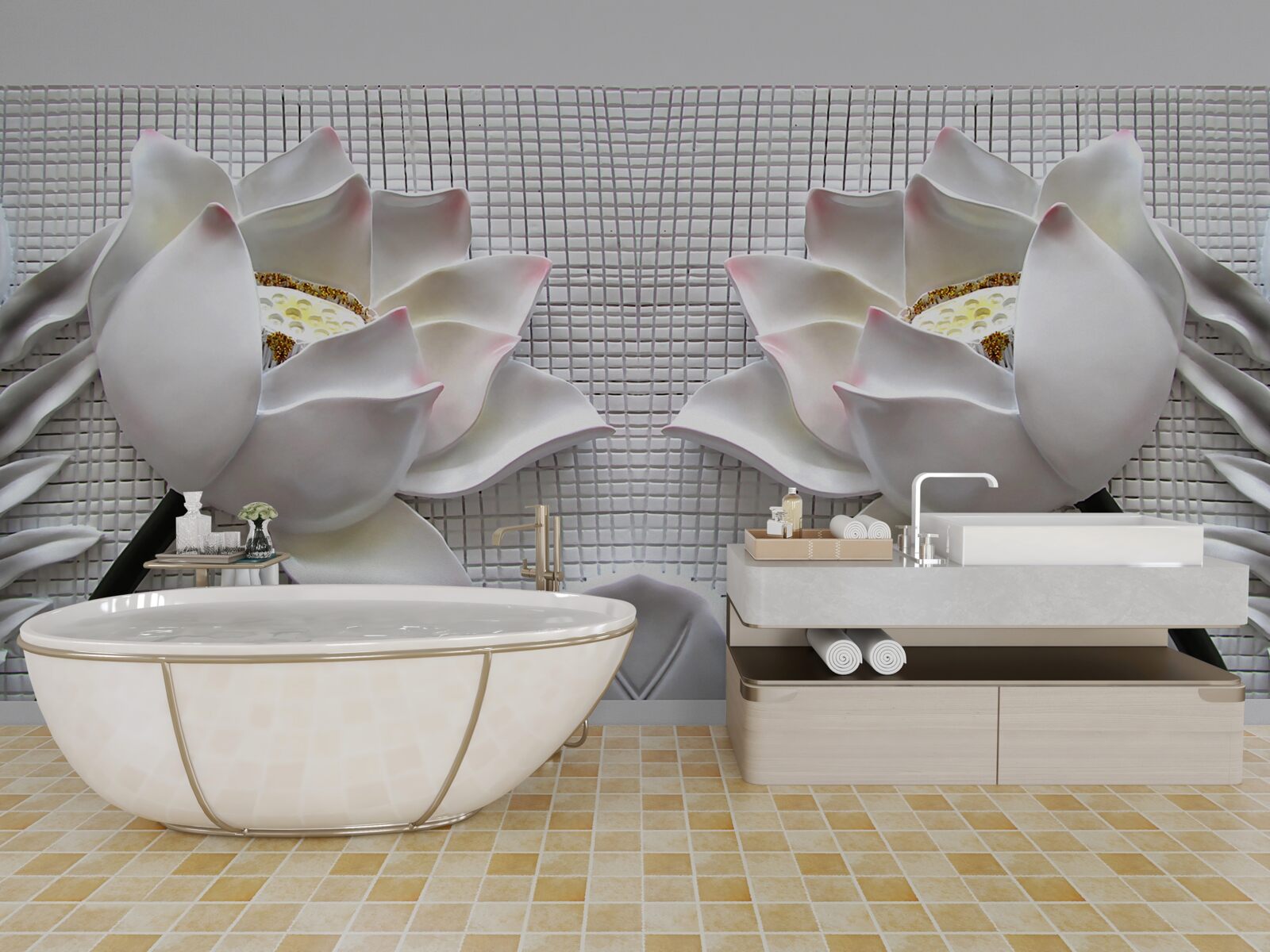 Фотошпалери білі лотосові коробки