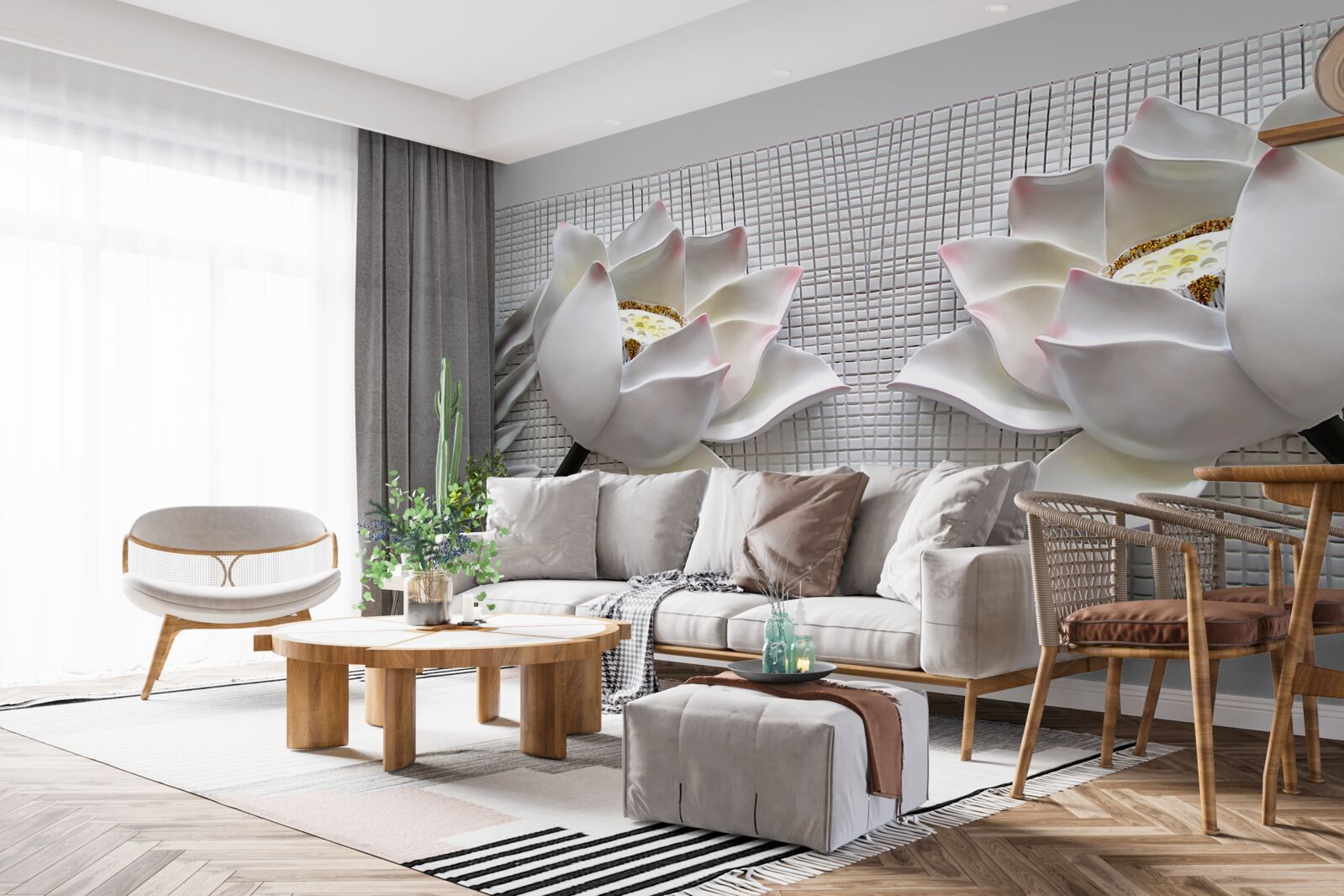 Фотошпалери білі лотосові коробки