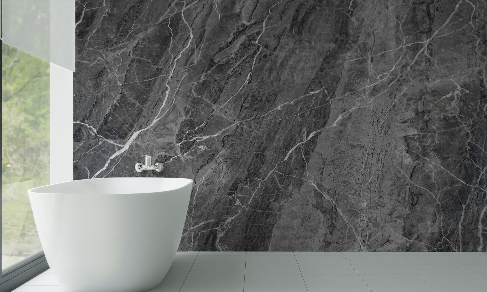 Фотошпалери сірий мармур з білими прожилками