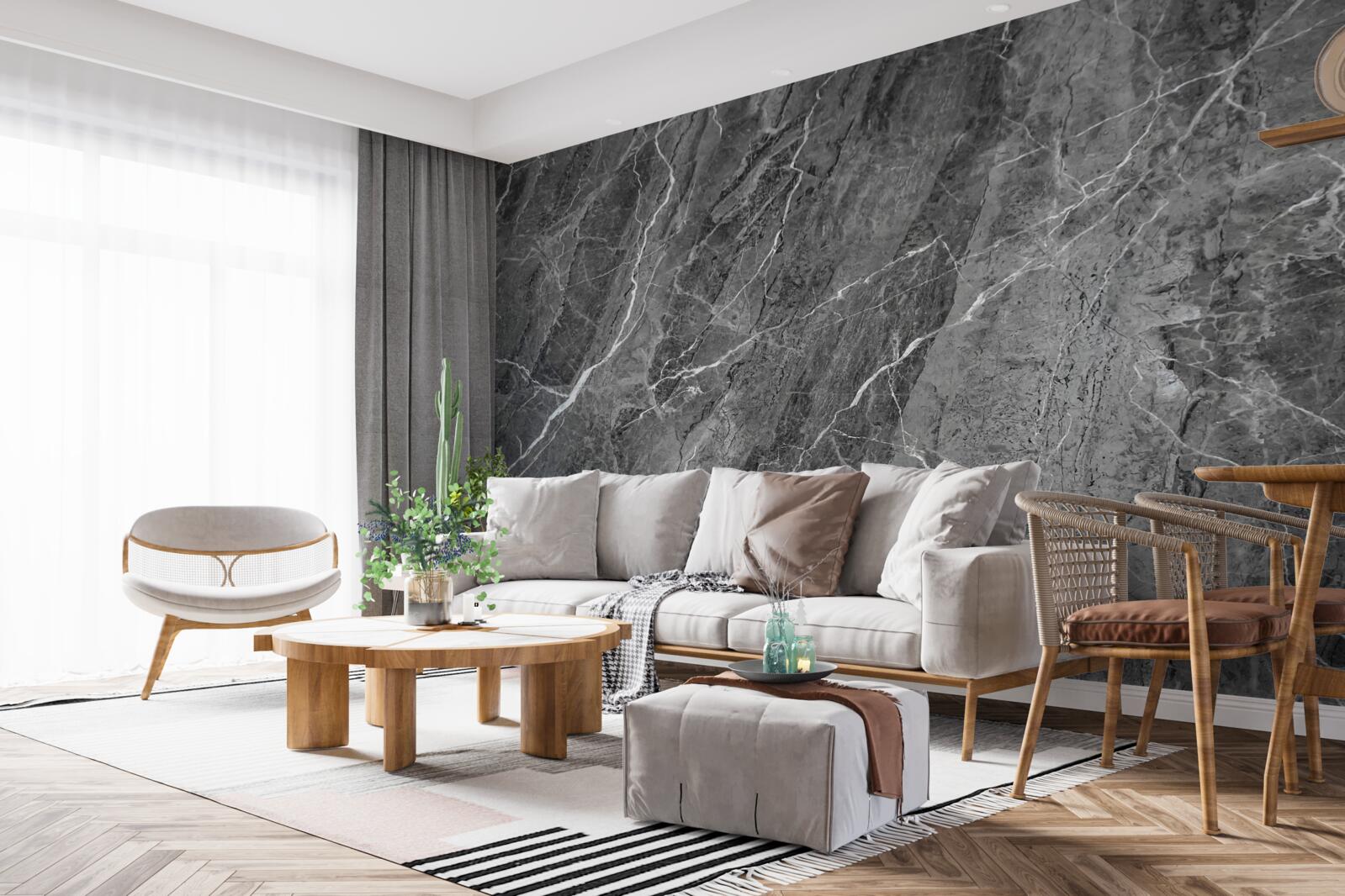 Фотошпалери сірий мармур з білими прожилками