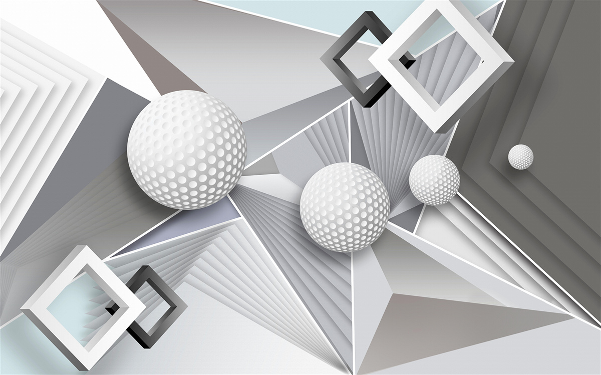 Фотошпалери абстрактне геометричне зображення куба та кулі