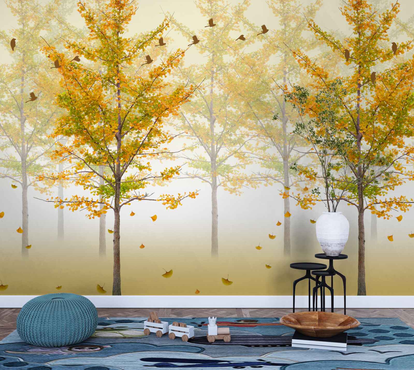 Фотошпалери барви осені в листяному лісі