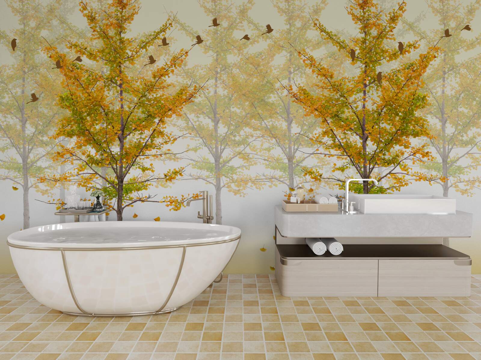 Фотошпалери барви осені в листяному лісі