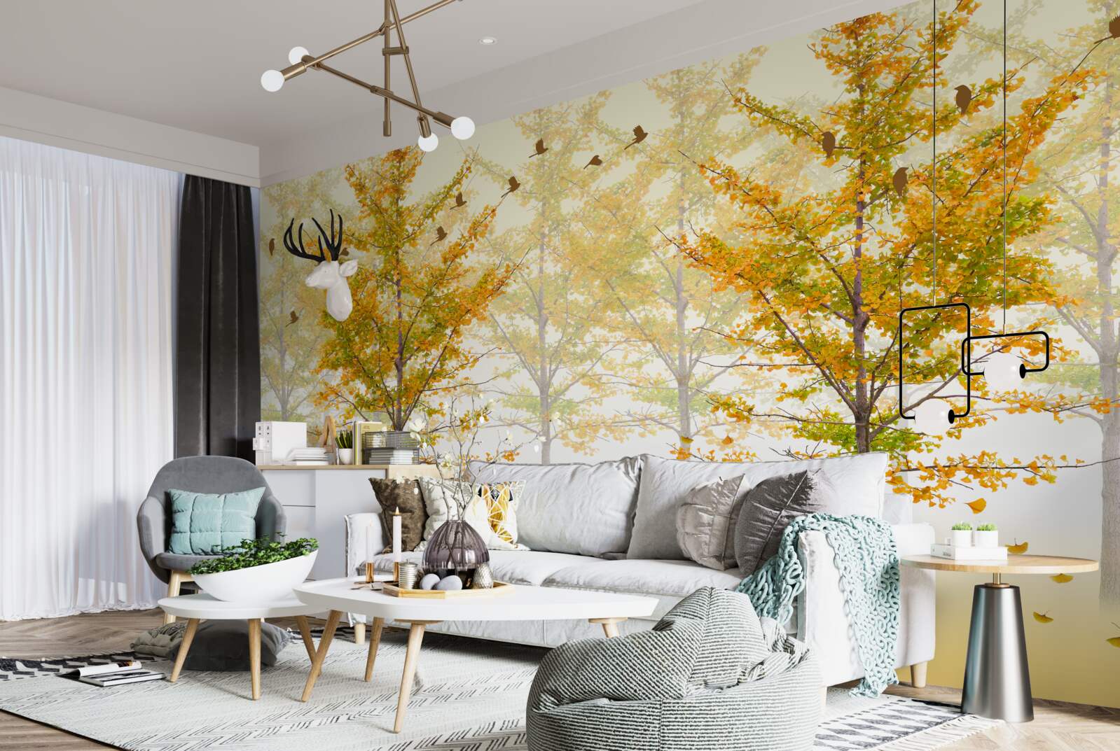 Фотошпалери барви осені в листяному лісі