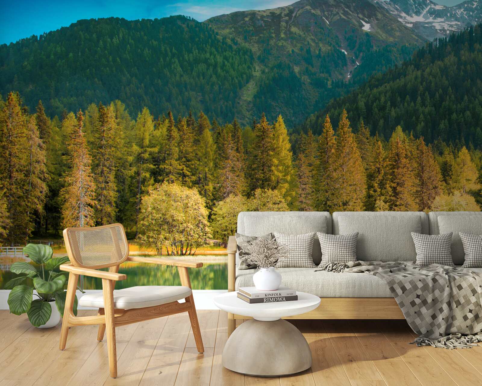 Фотошпалери гірське озеро в осінньому пейзажі