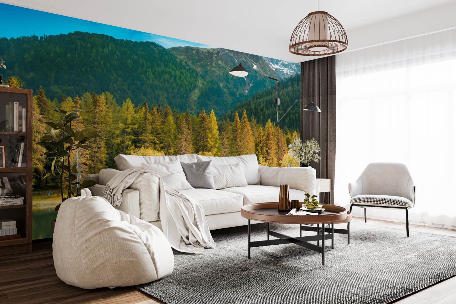 Фотошпалери гірське озеро в осінньому пейзажі