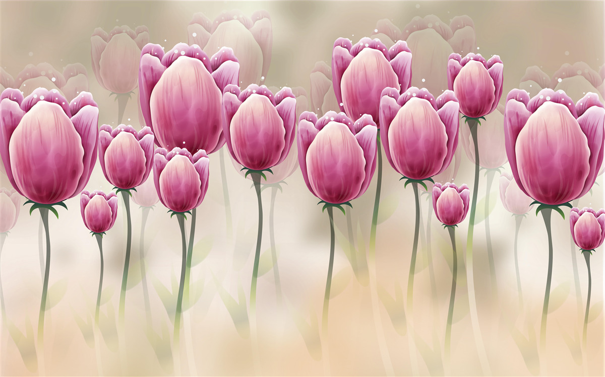 Фотошпалери закриті малинові тюльпани