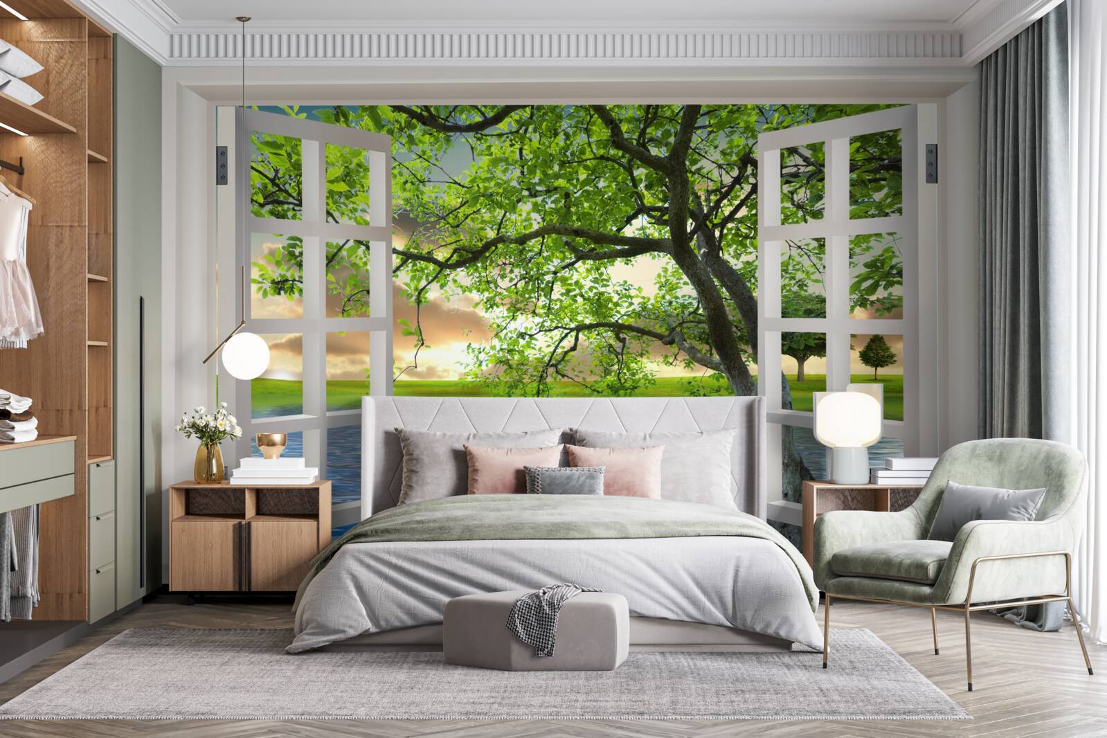 Фотошпалери Біля вікна плаває лебідь