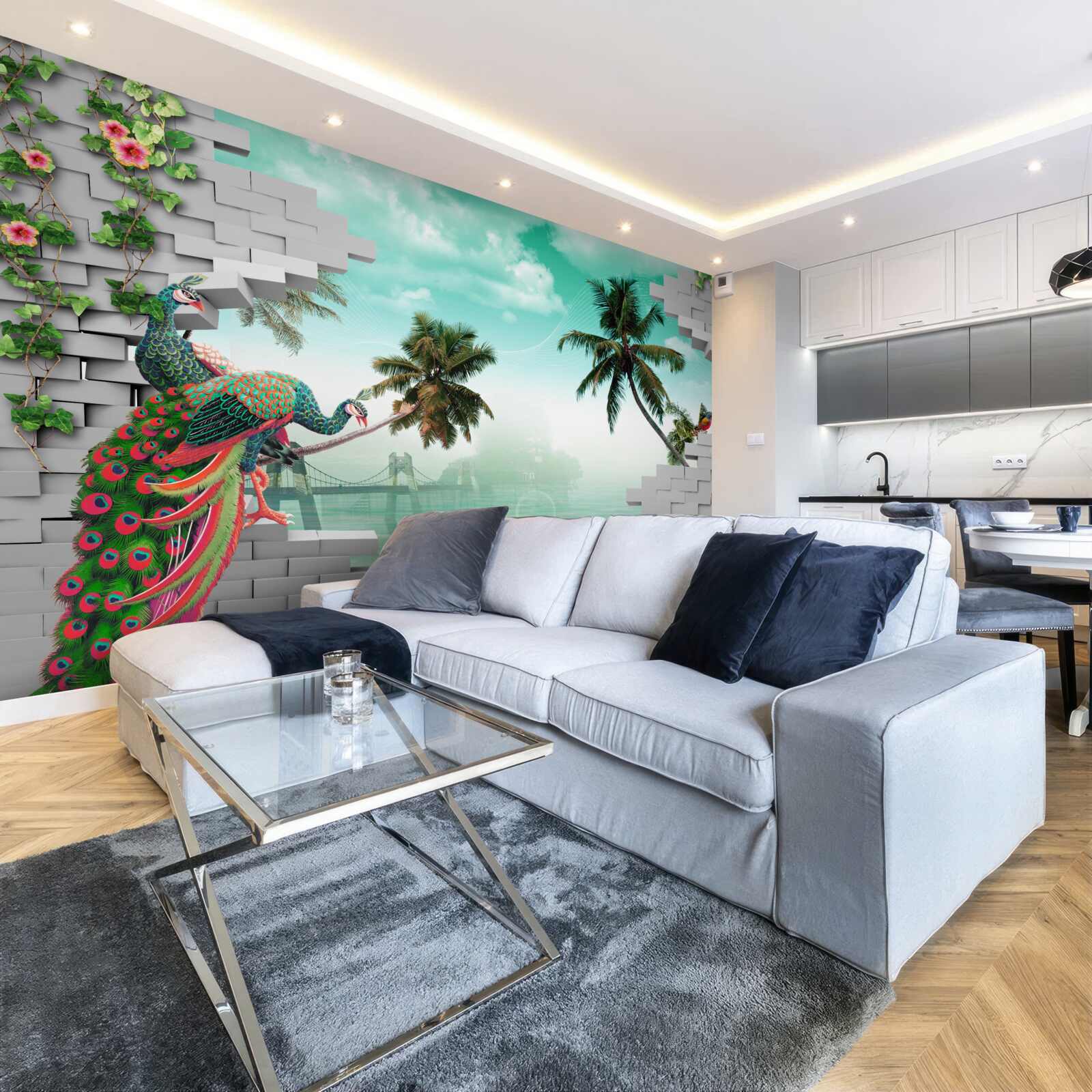 Фотошпалери павичі на дереві