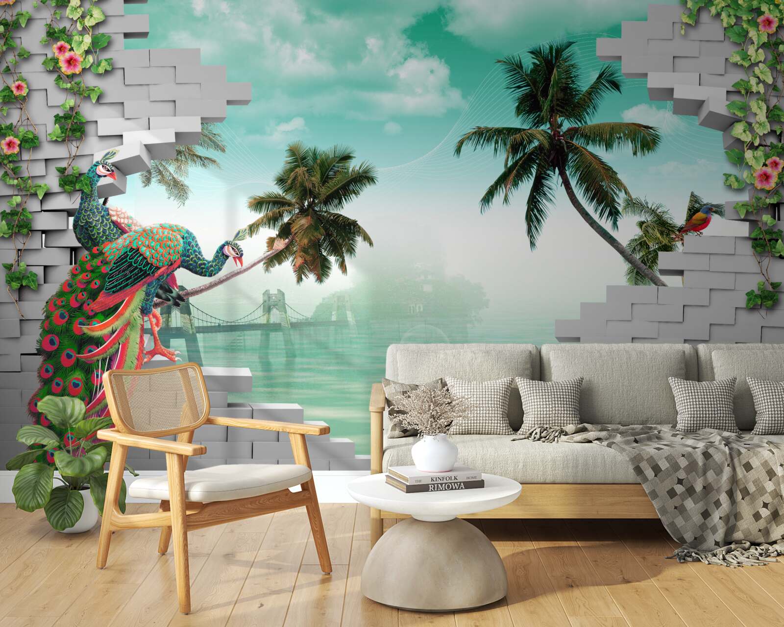 Фотошпалери павичі на дереві