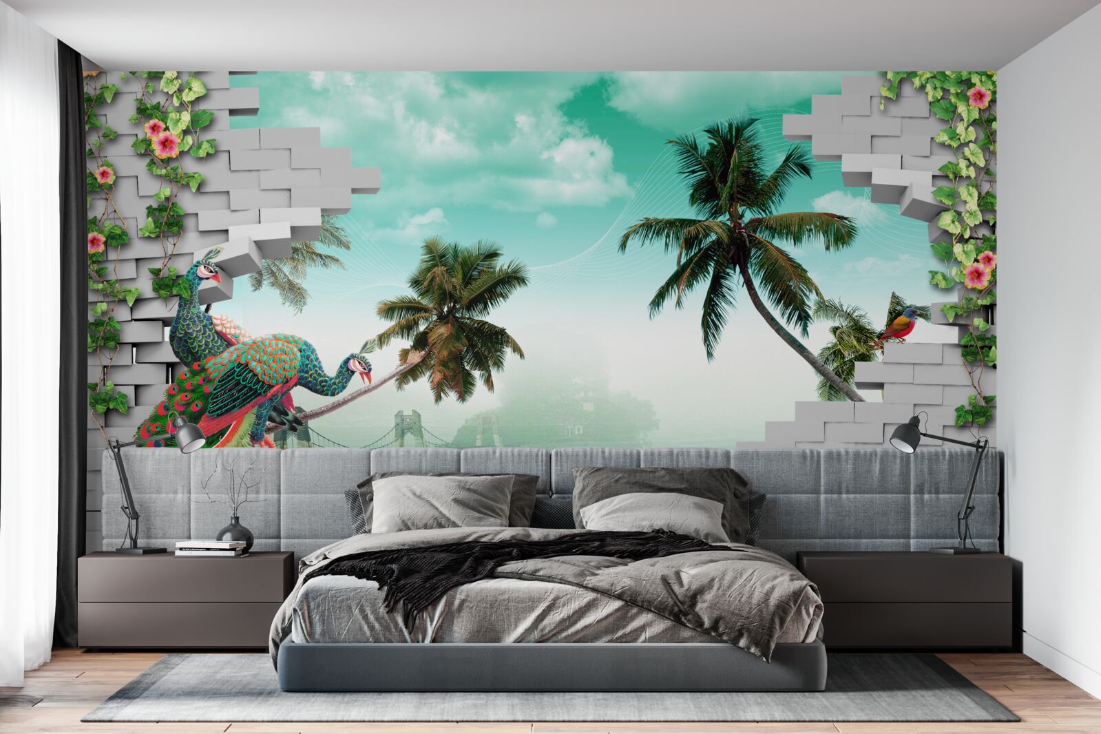 Фотошпалери павичі на дереві