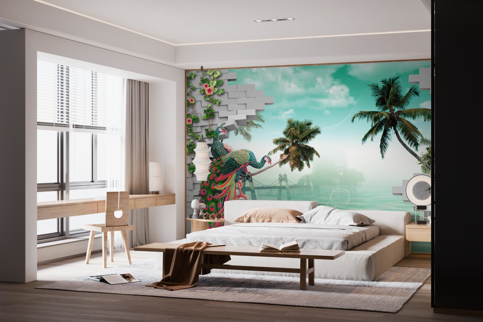 Фотошпалери павичі на дереві