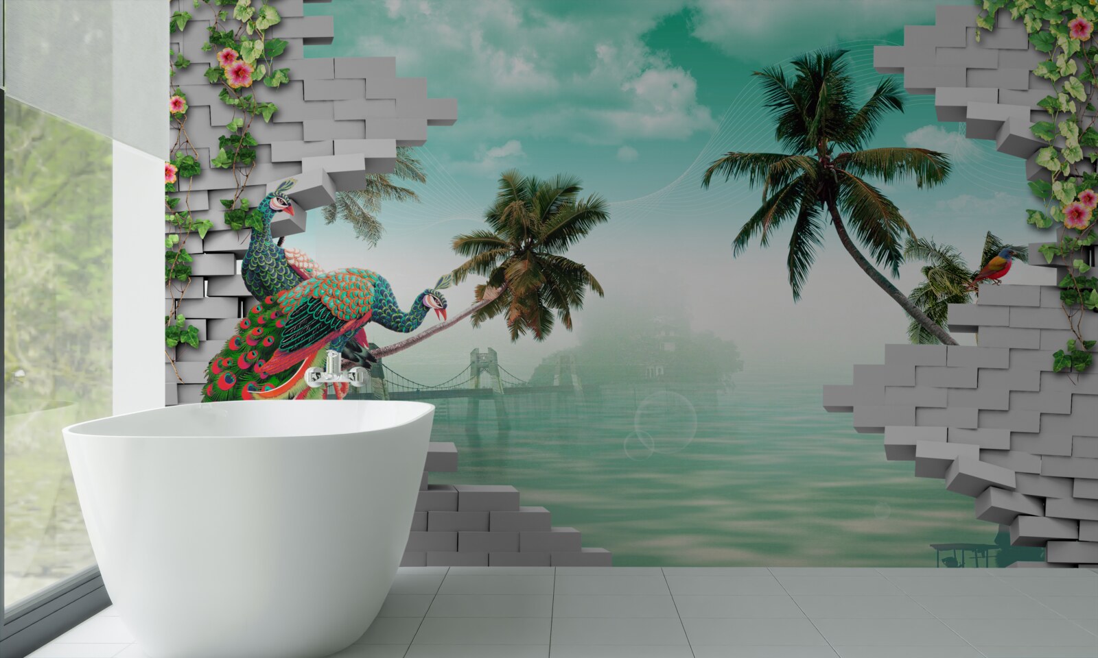 Фотошпалери павичі на дереві