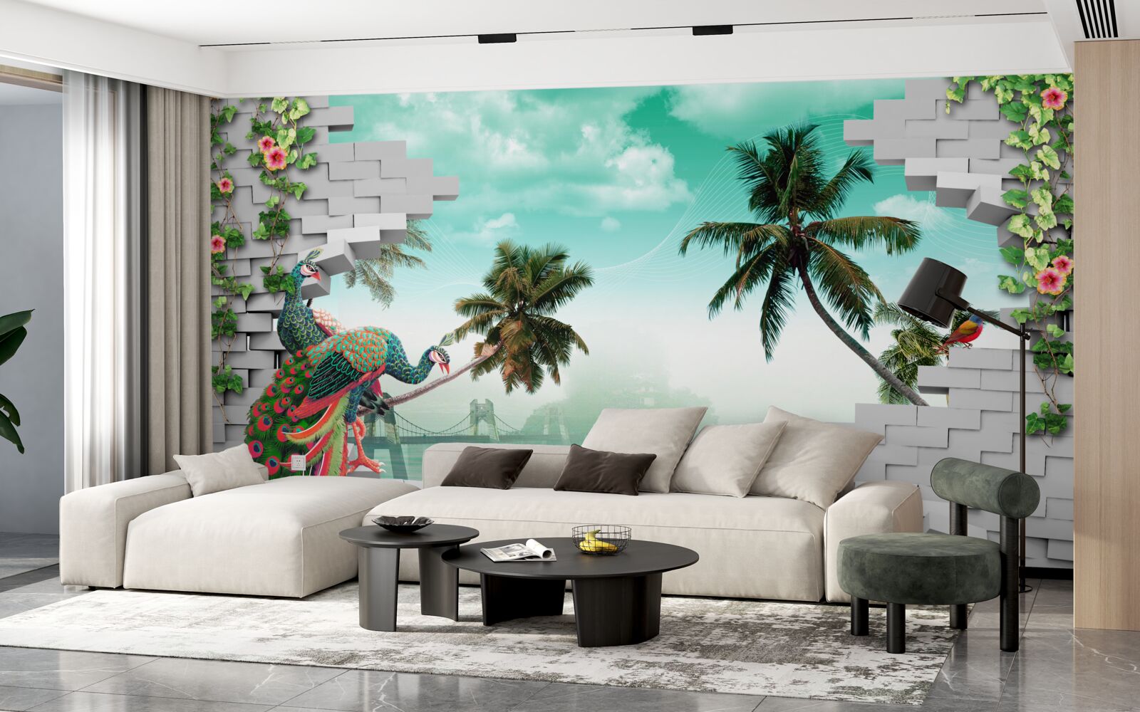 Фотошпалери павичі на дереві