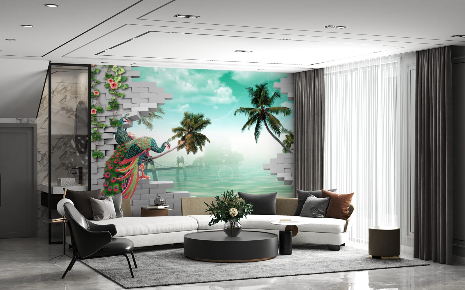 Фотошпалери павичі на дереві