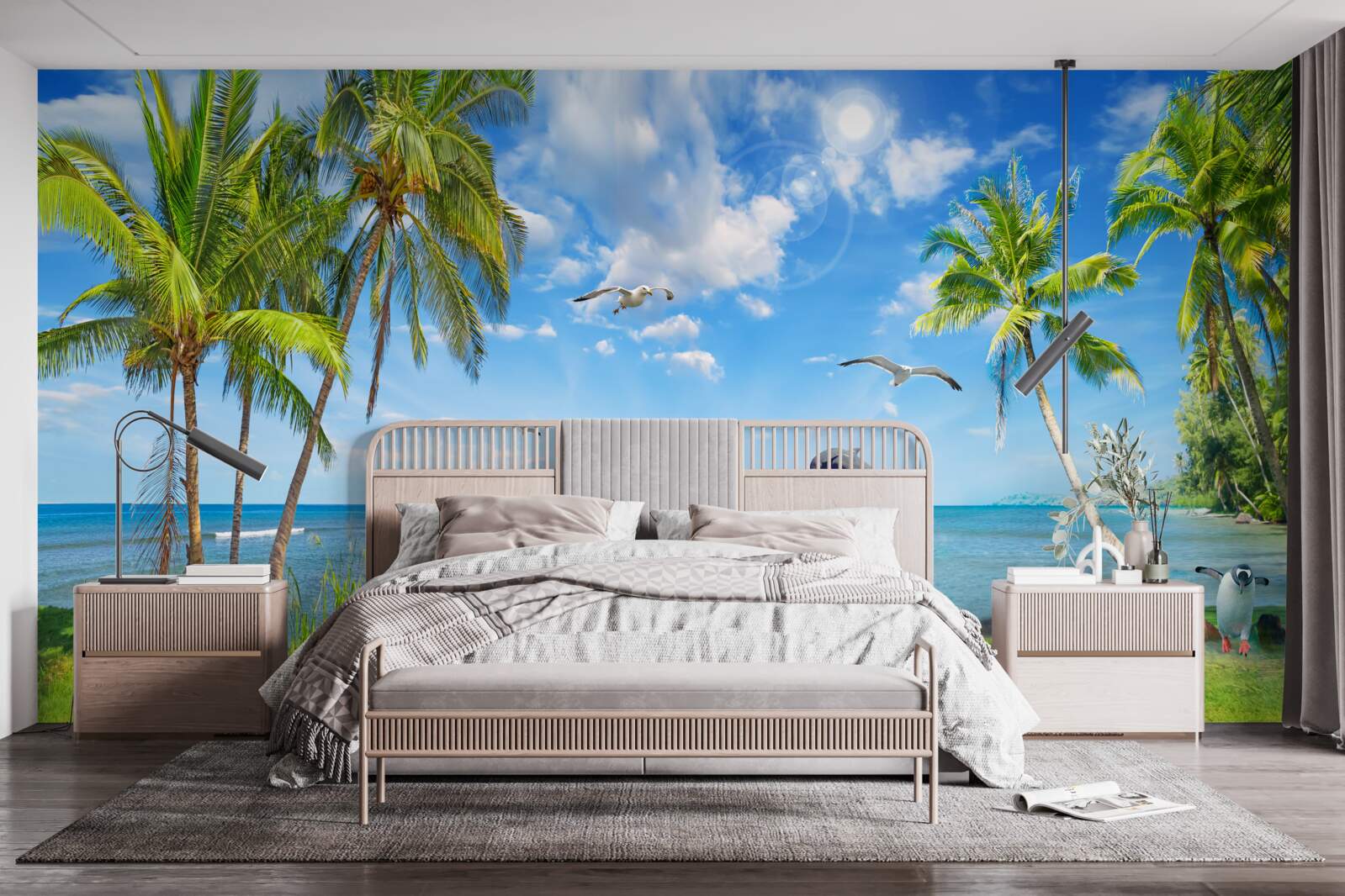 Фотошпалери дельфіни на морському пейзажі