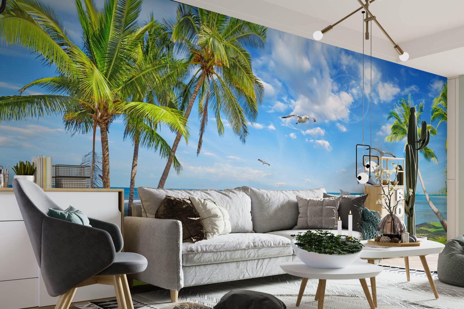 Фотошпалери дельфіни на морському пейзажі