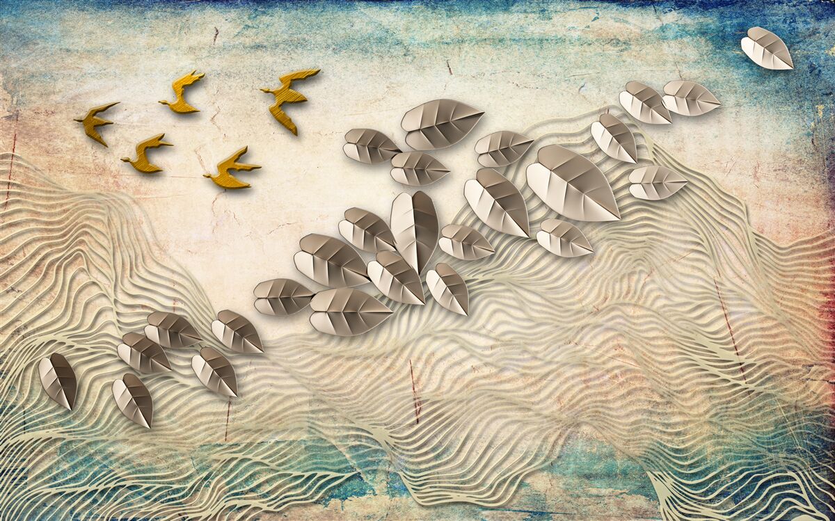 Фотошпалери пернаті створіння та їхній пух під поривами вітру