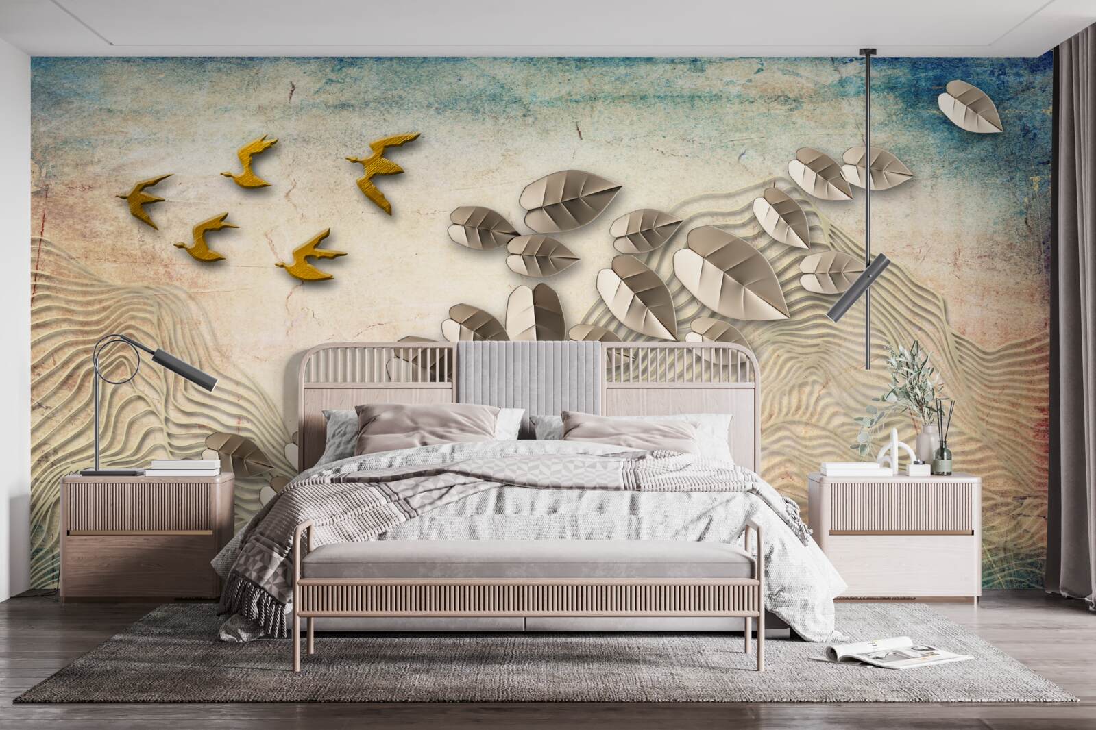 Фотошпалери пернаті створіння та їхній пух під поривами вітру