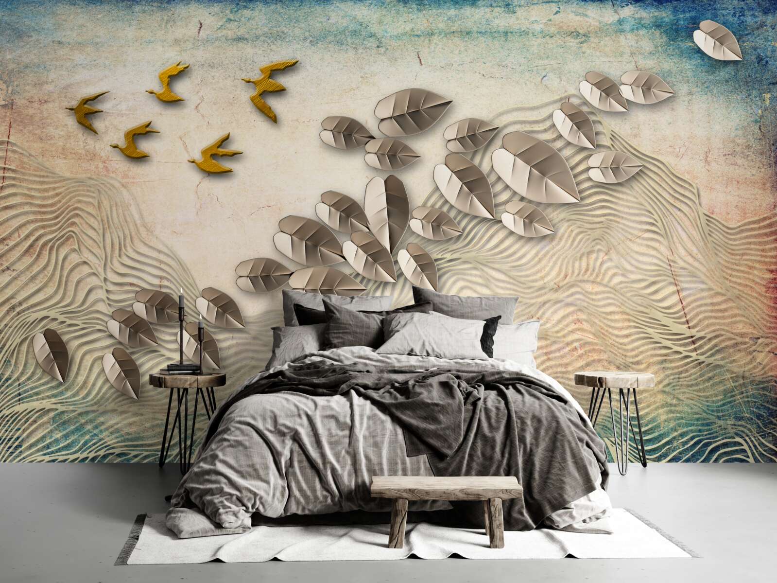 Фотошпалери пернаті створіння та їхній пух під поривами вітру