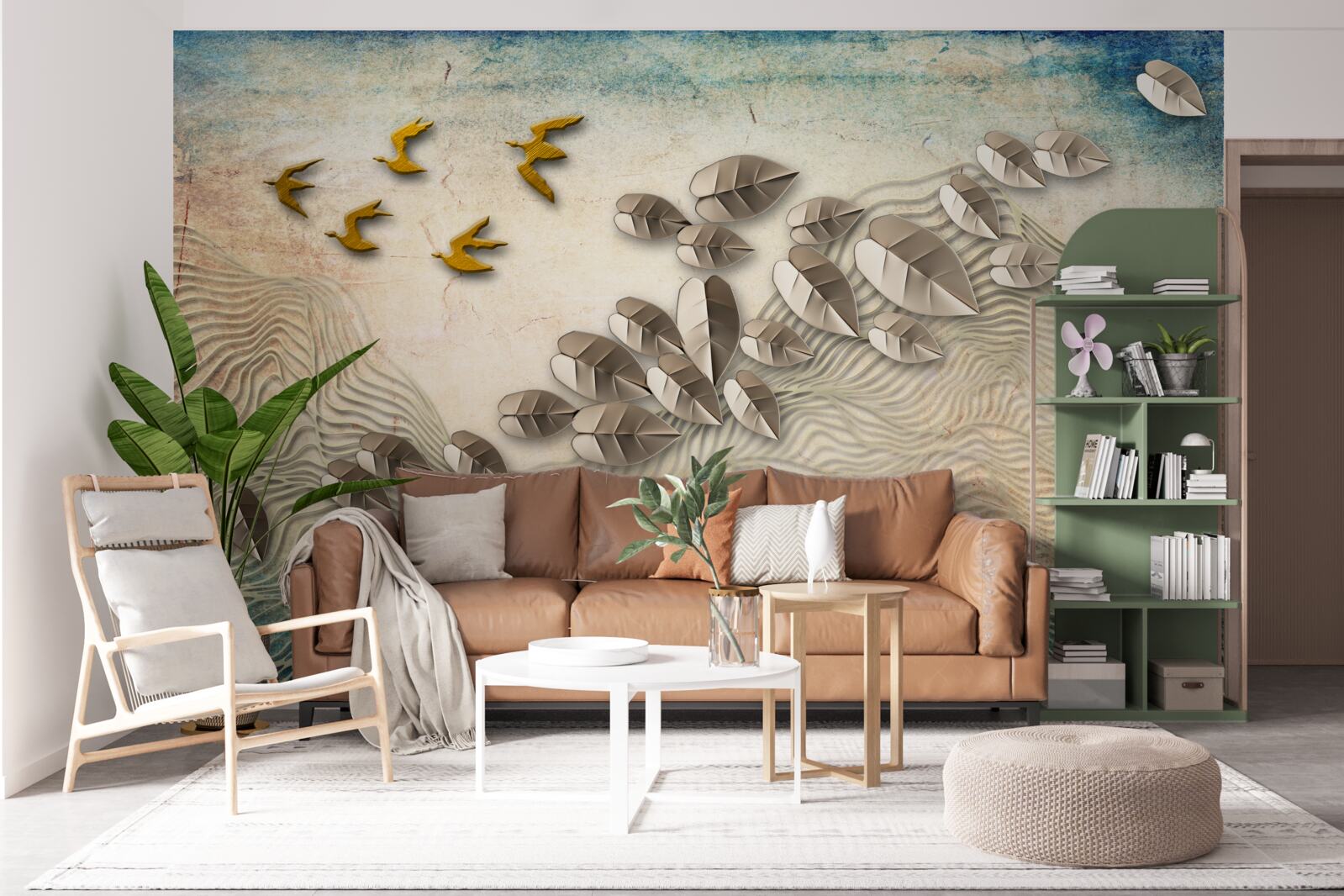 Фотошпалери пернаті створіння та їхній пух під поривами вітру