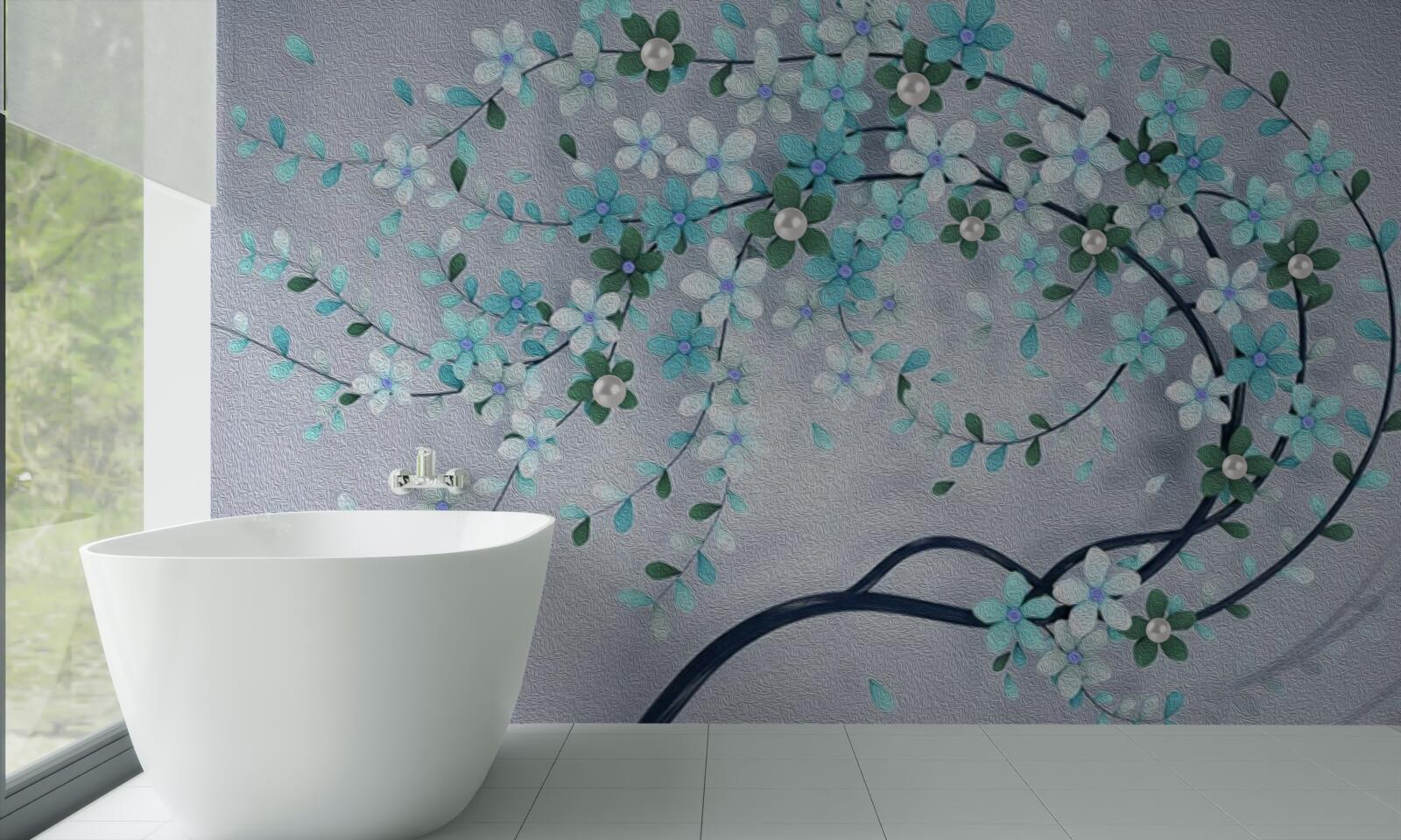 Фотошпалери дерево, що гнеться під вагою крихітних квітів