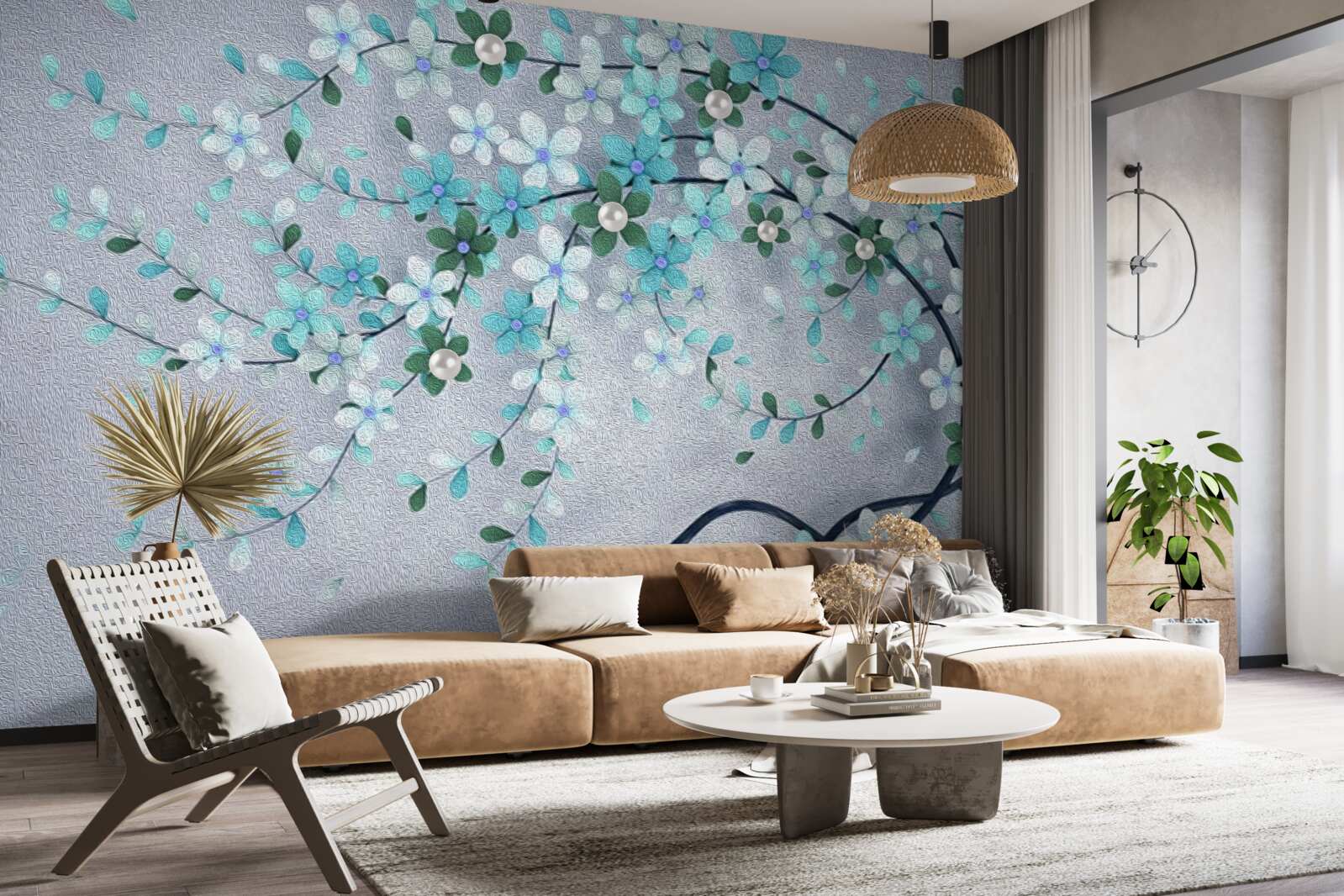 Фотошпалери дерево, що гнеться під вагою крихітних квітів