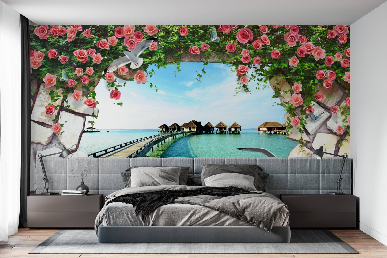 Фотошпалери ворота з видом на морський порт