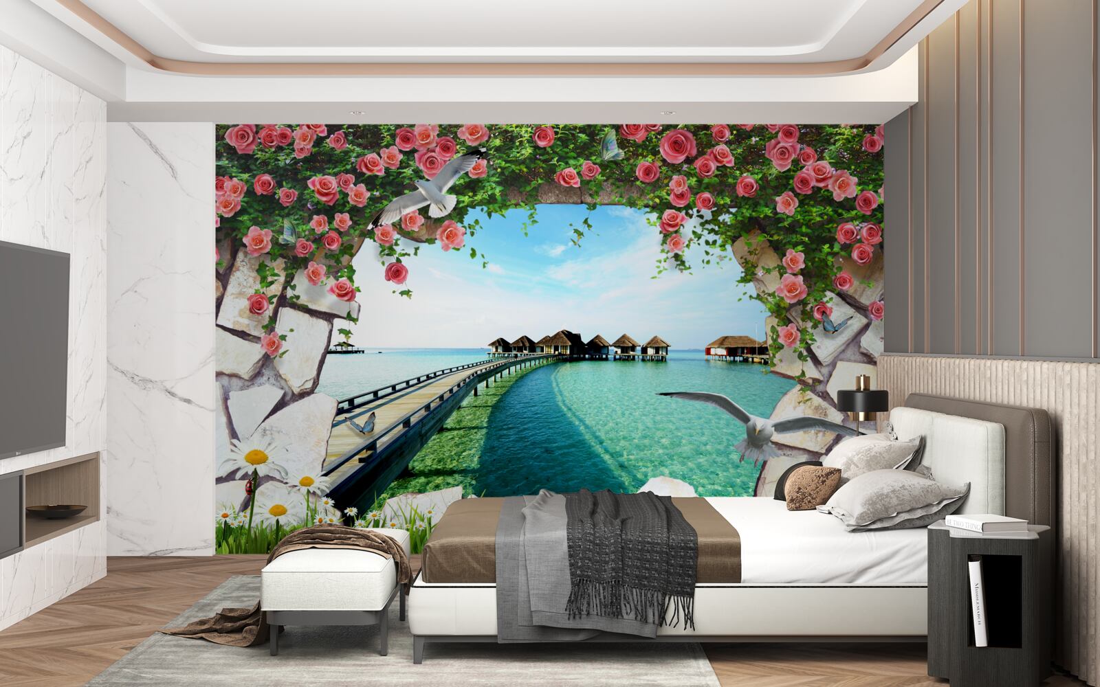 Фотошпалери ворота з видом на морський порт