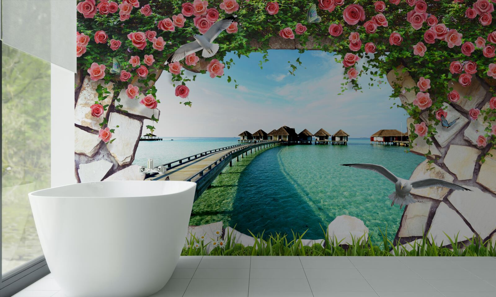 Фотошпалери ворота з видом на морський порт