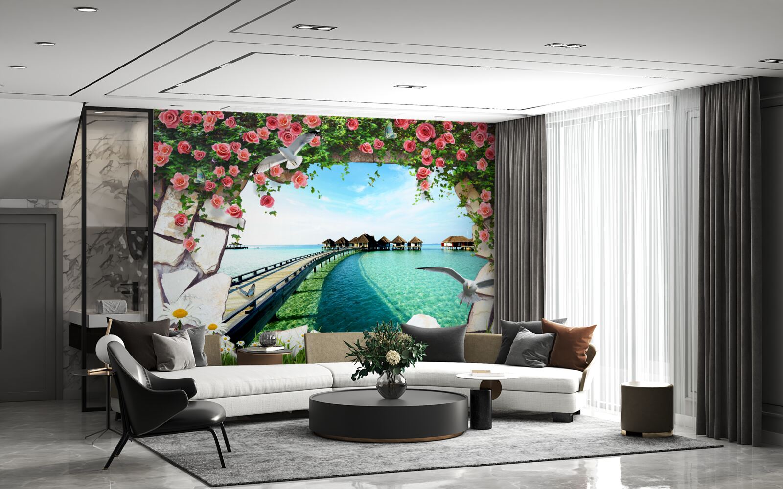 Фотошпалери ворота з видом на морський порт