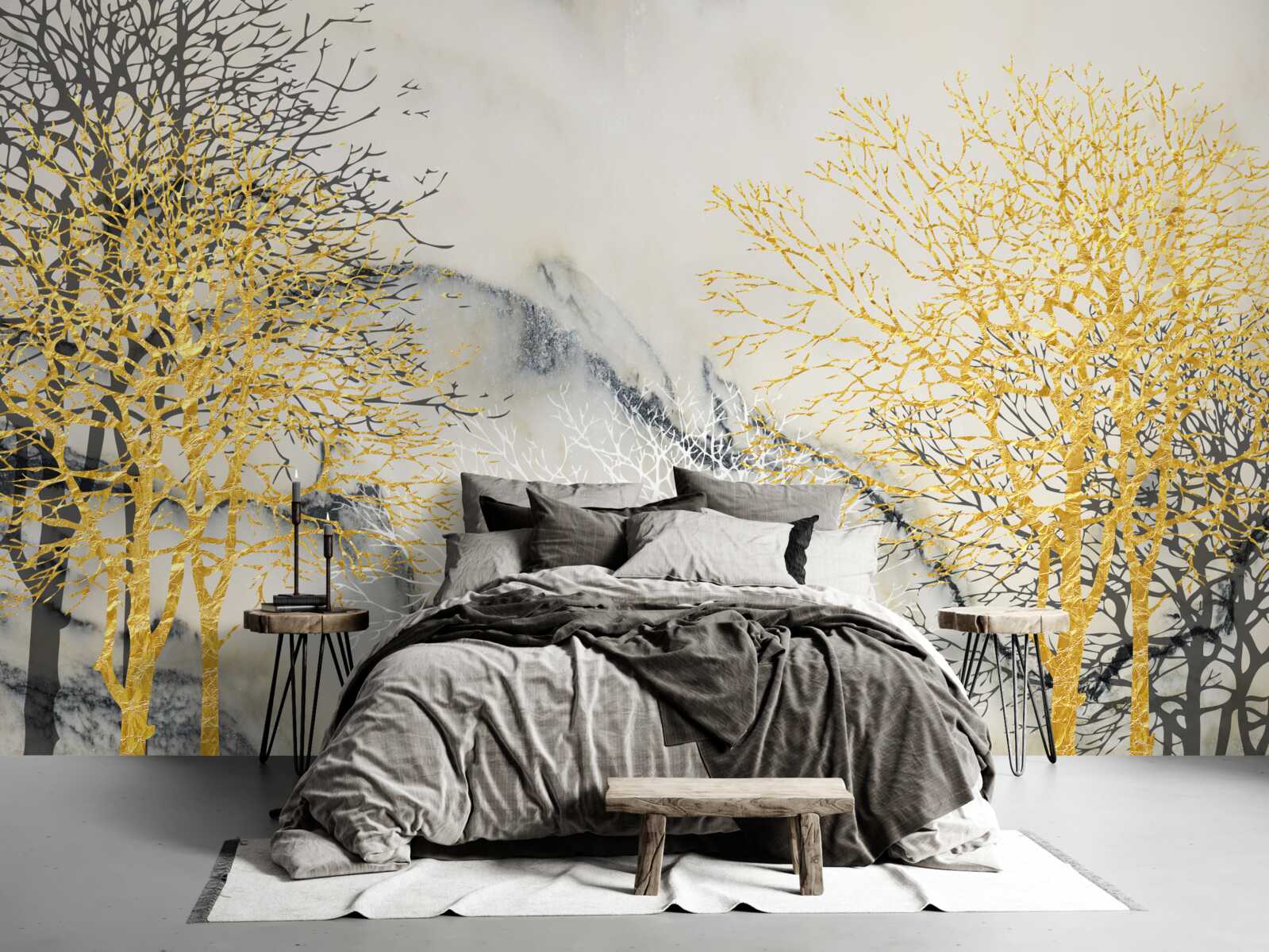 Фотошпалери осінні дерева, вкриті золотом