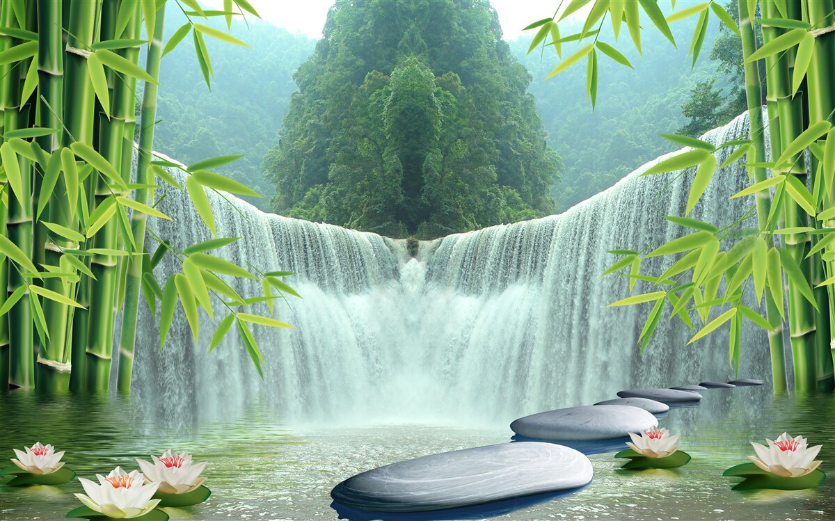 Фотошпалери чарівний водоспад глибоко в джунглях