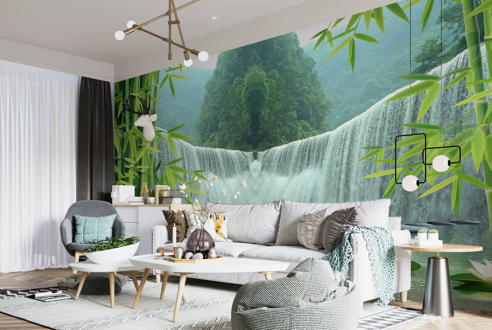 Фотошпалери чарівний водоспад глибоко в джунглях