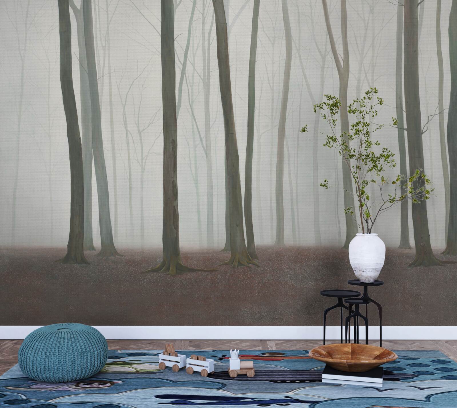 Фотошпалери поодинокі дерева, оточені туманом