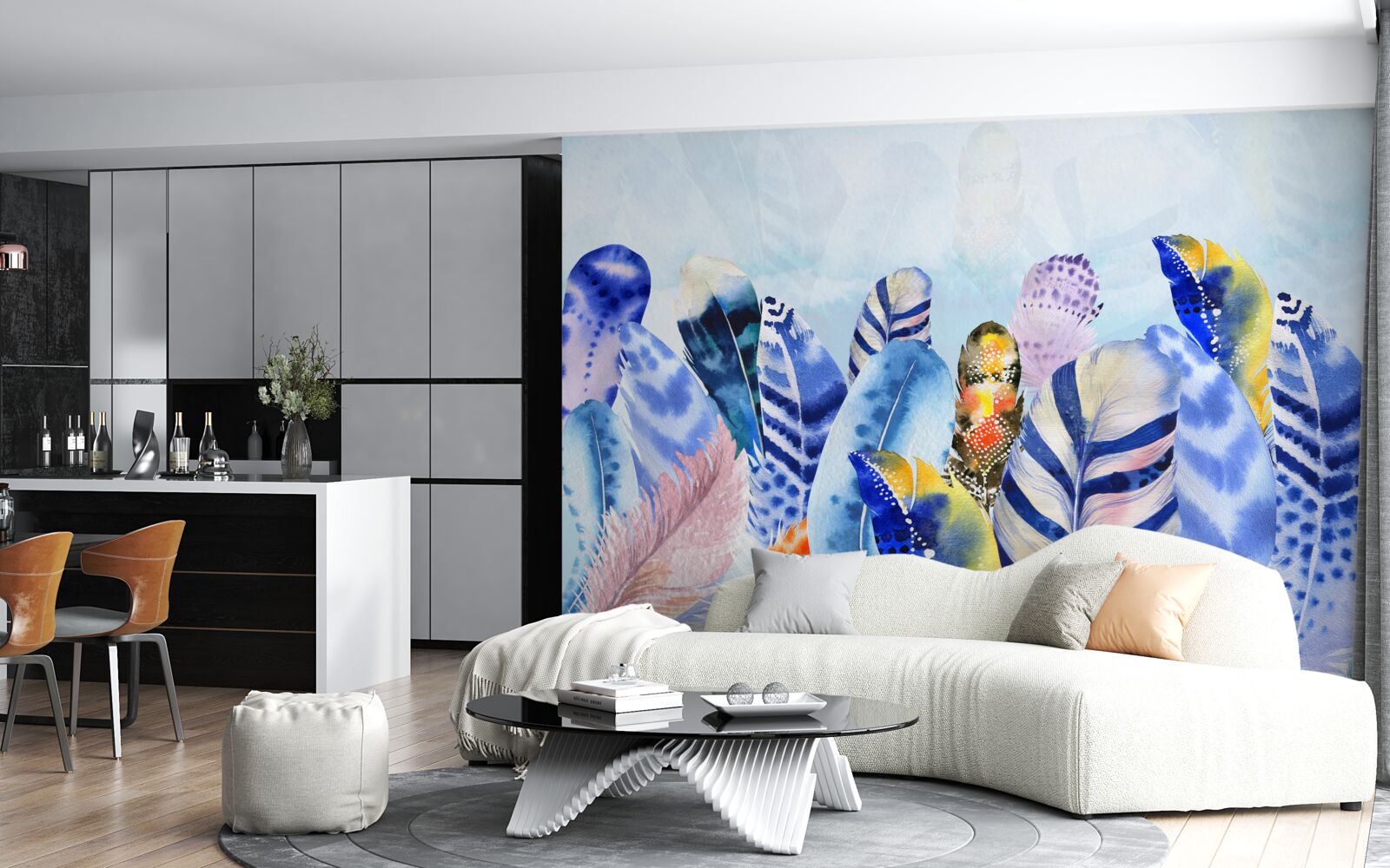 Фотошпалери яскраве модне пір'я