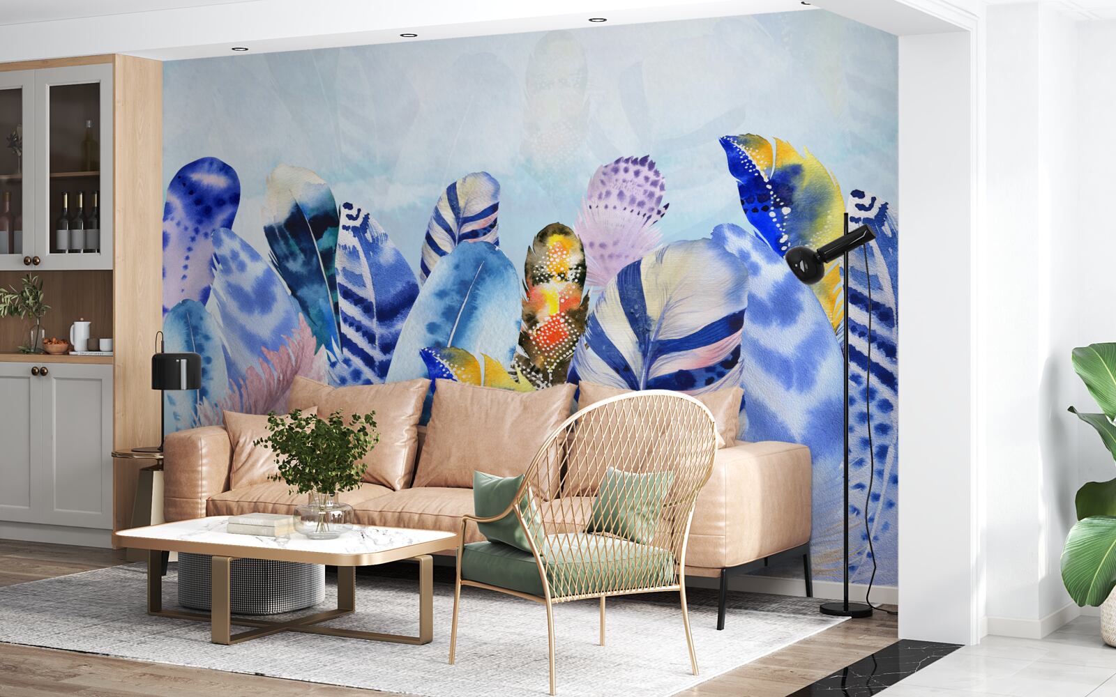 Фотошпалери яскраве модне пір'я