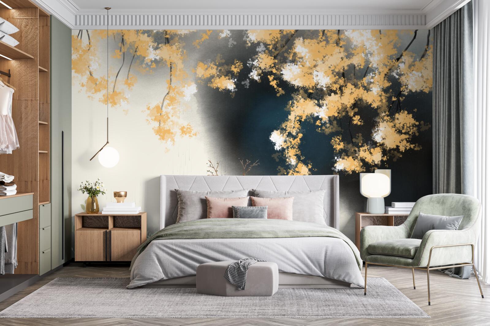 Фотошпалери сарна в туманних осінніх заростях