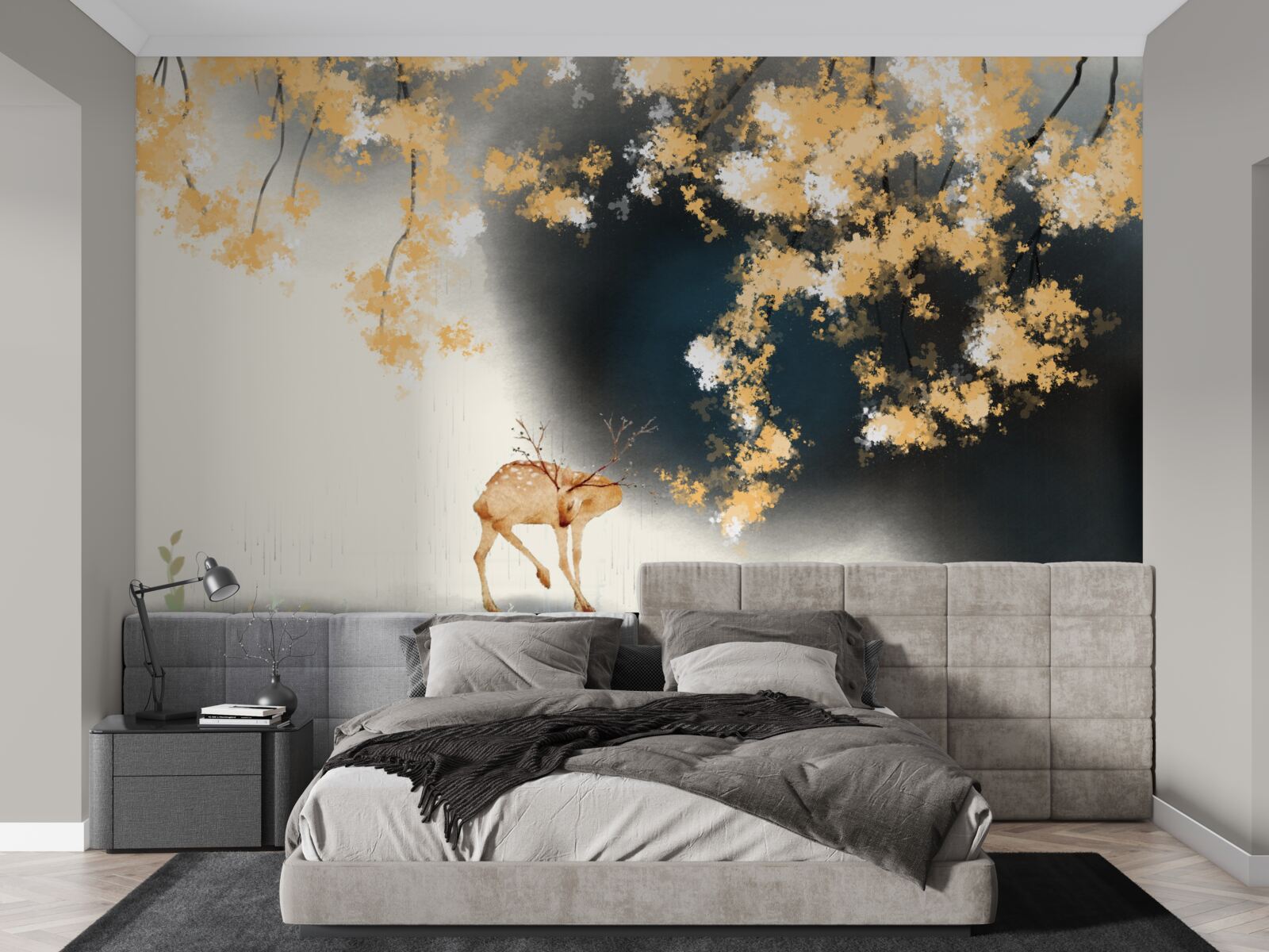 Фотошпалери сарна в туманних осінніх заростях