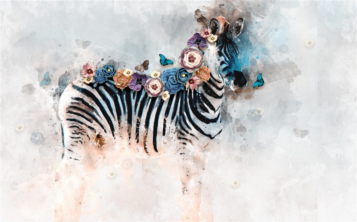 Фотошпалери кольори зебри з яскравими смужками