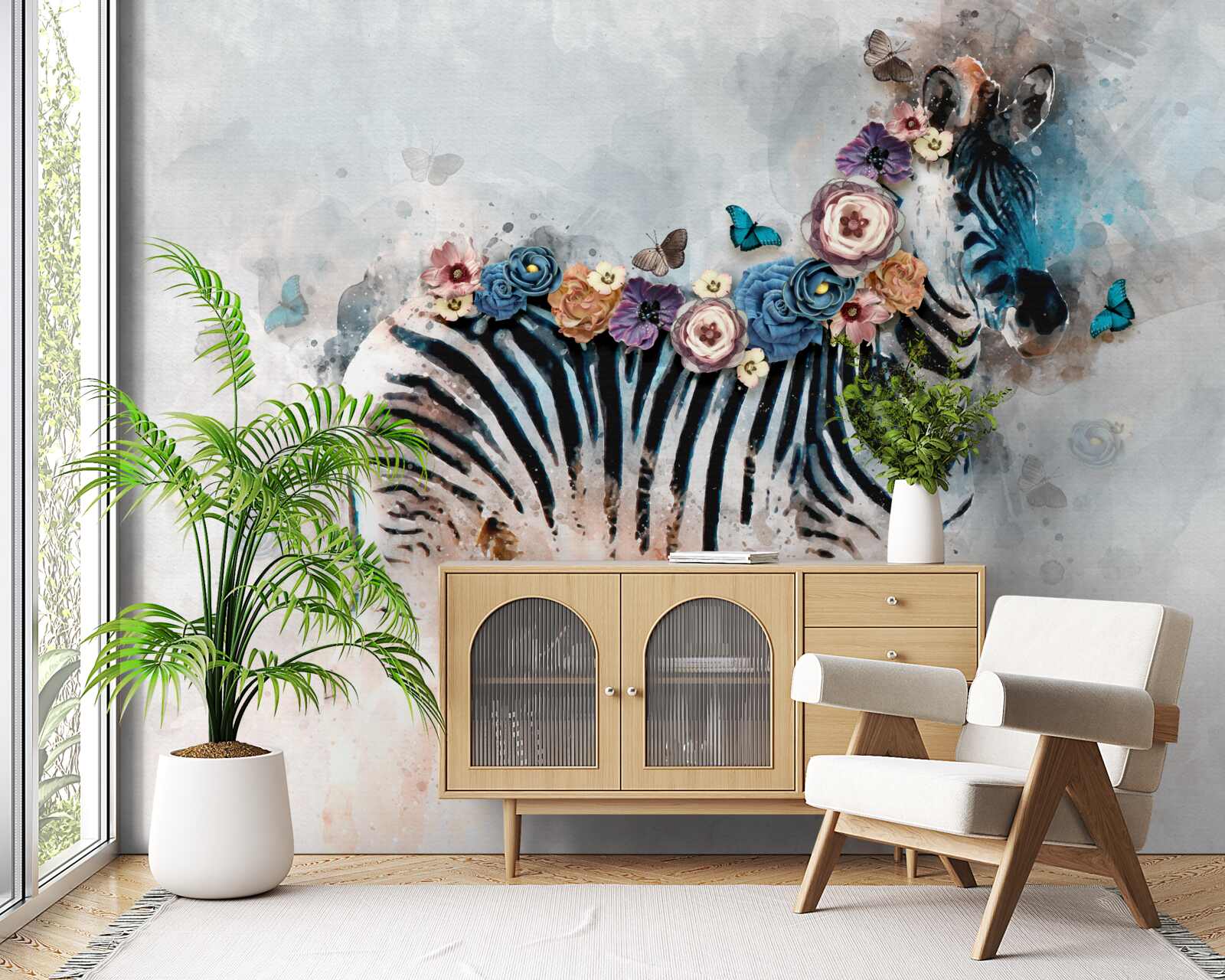 Фотошпалери кольори зебри з яскравими смужками