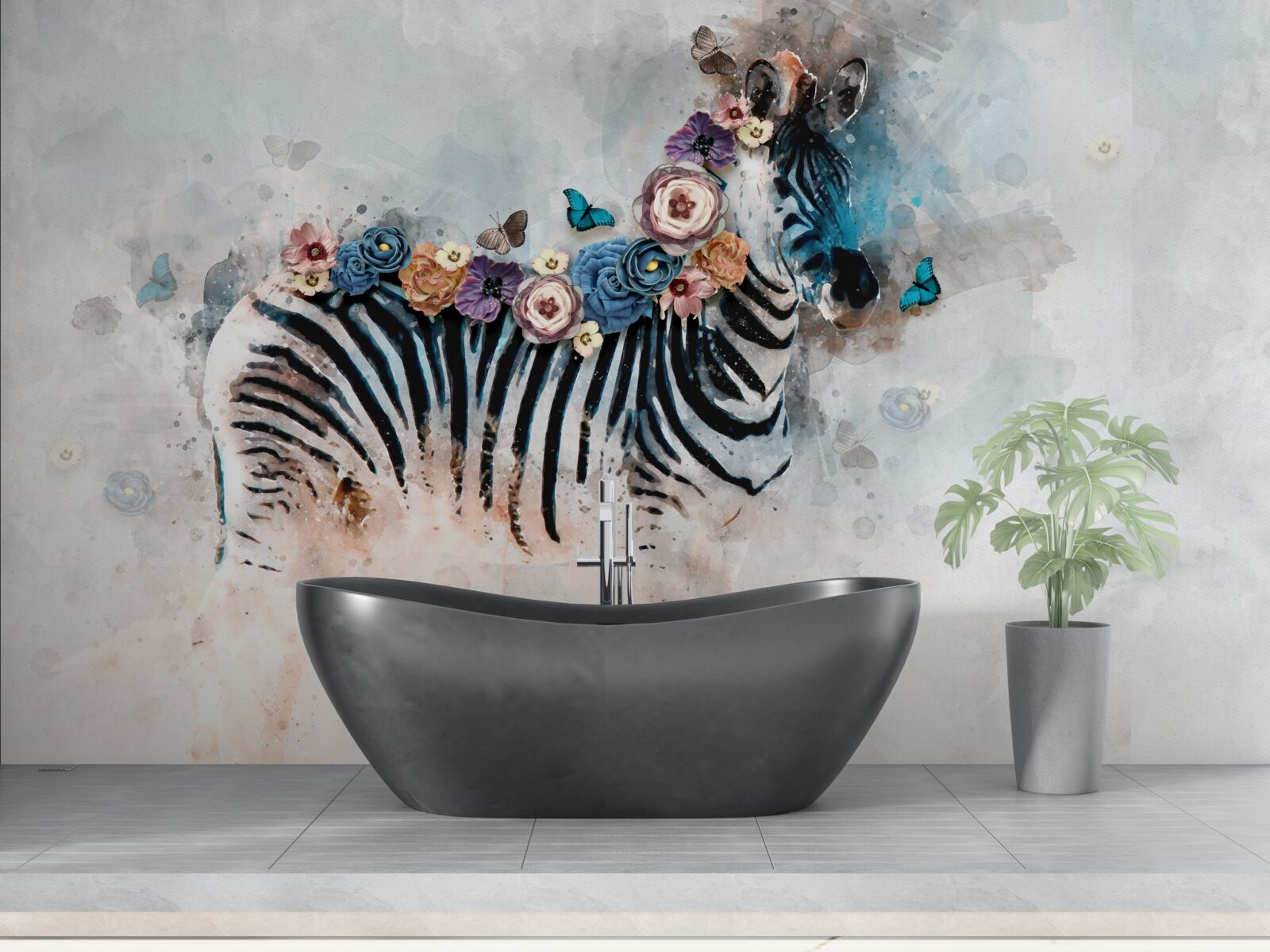 Фотошпалери кольори зебри з яскравими смужками