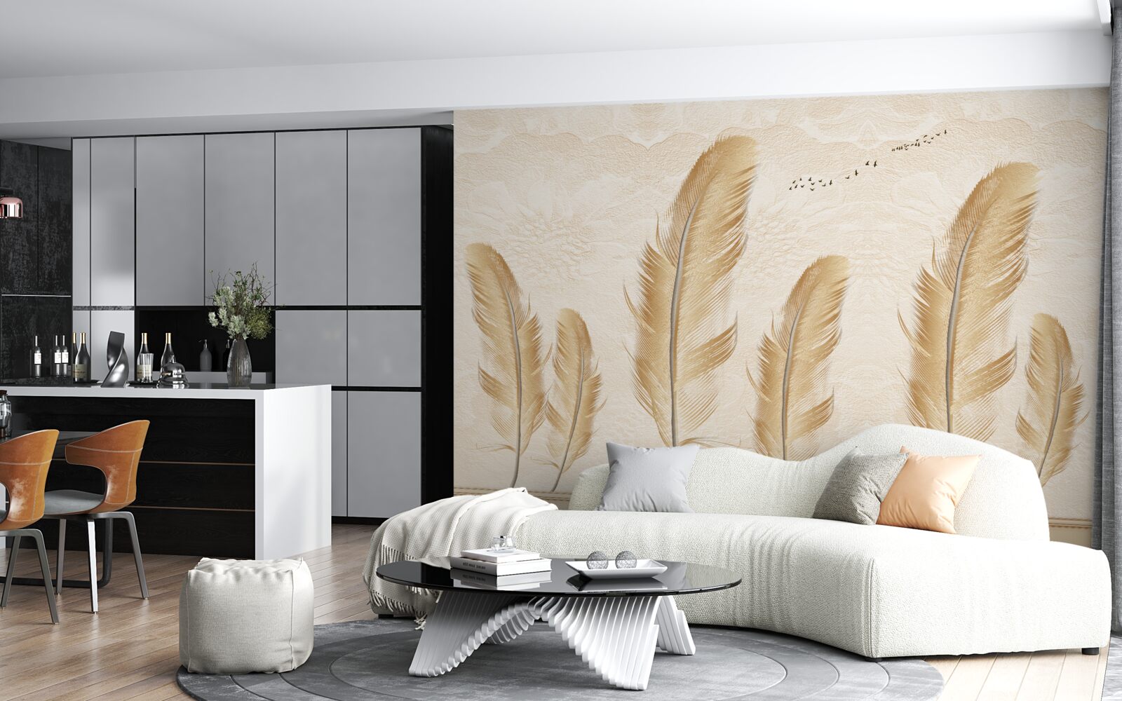 Фотошпалери художній фон, прикрашений пір'ям