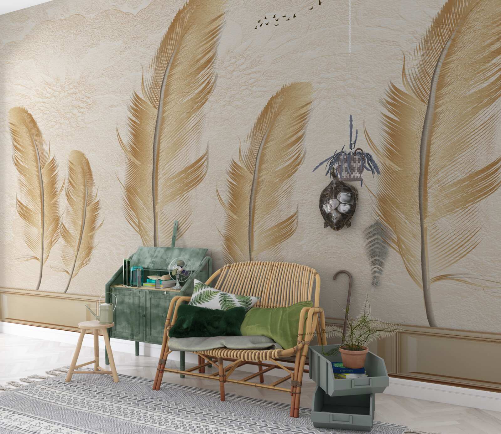 Фотошпалери художній фон, прикрашений пір'ям