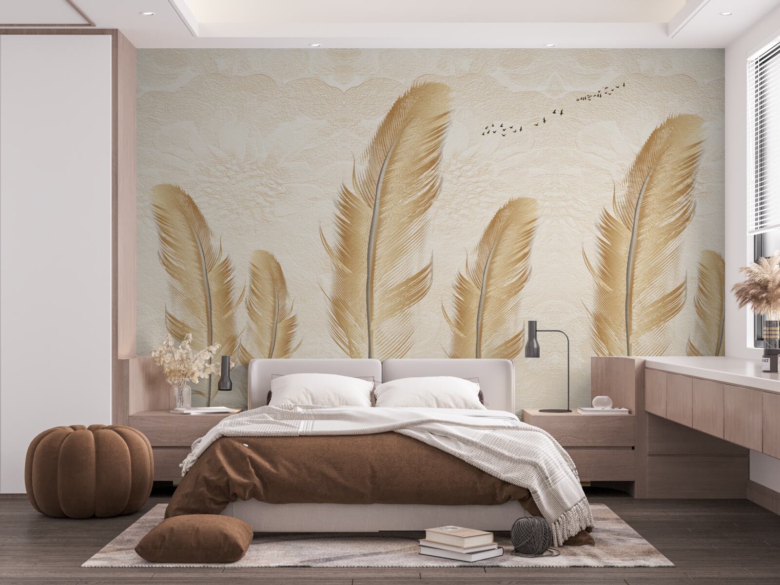 Фотошпалери художній фон, прикрашений пір'ям