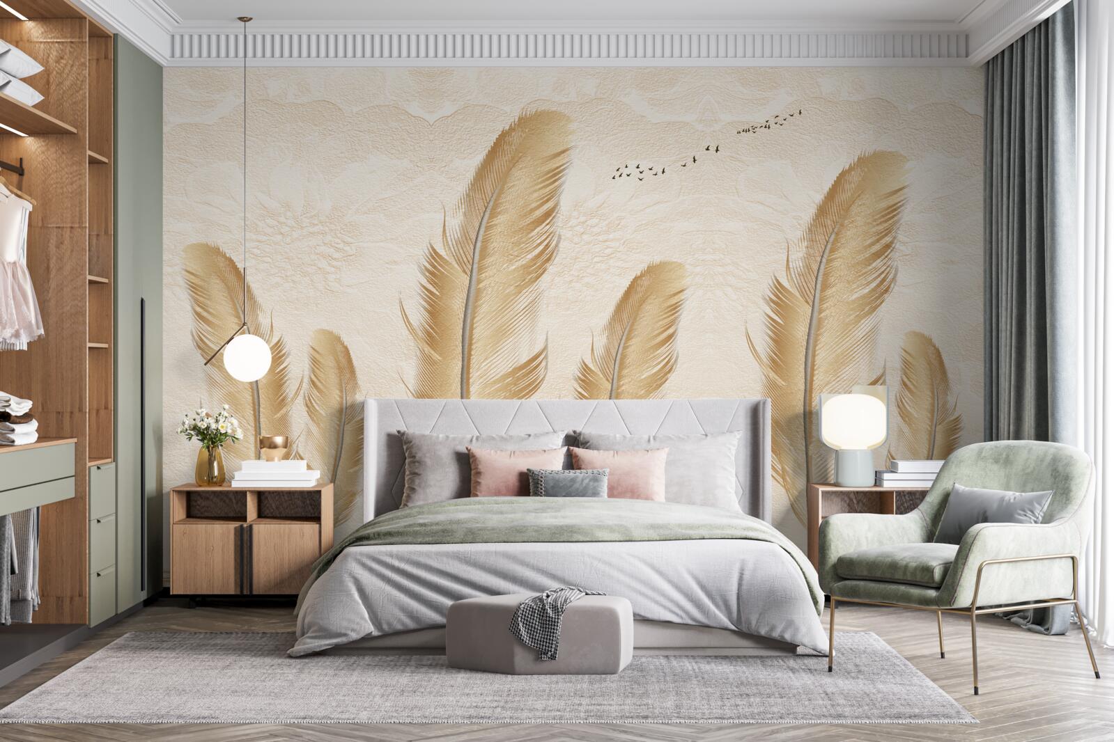 Фотошпалери художній фон, прикрашений пір'ям