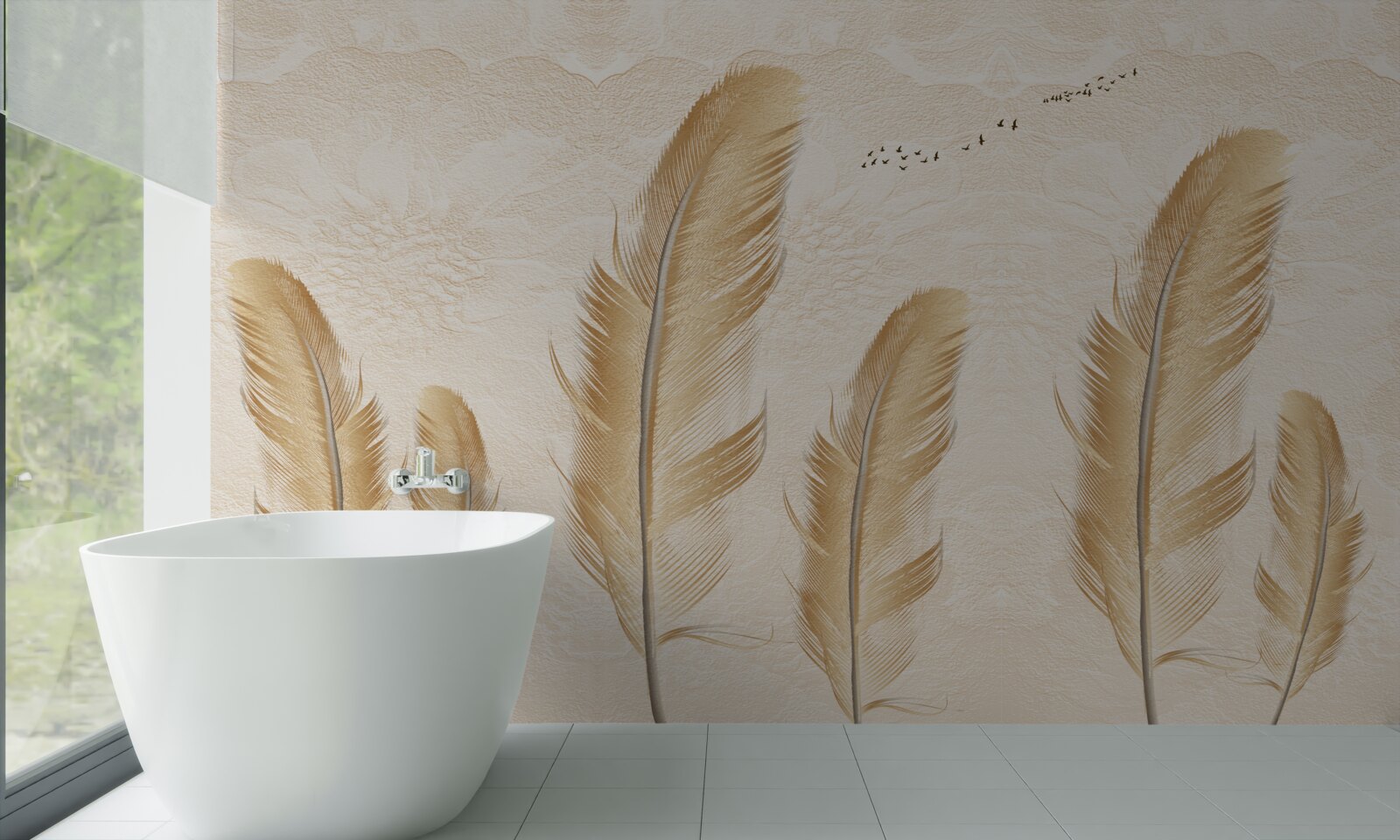 Фотошпалери художній фон, прикрашений пір'ям