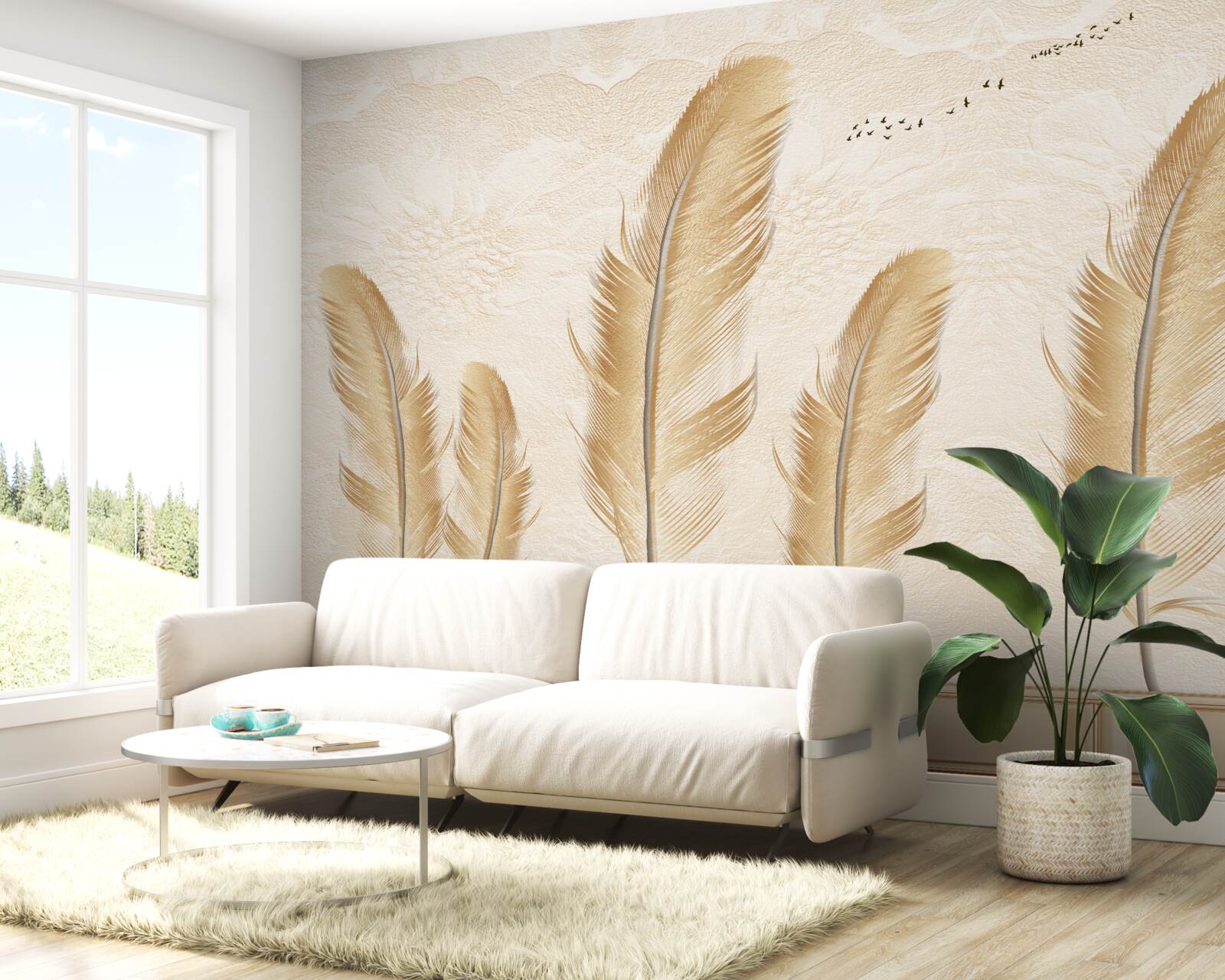 Фотошпалери художній фон, прикрашений пір'ям