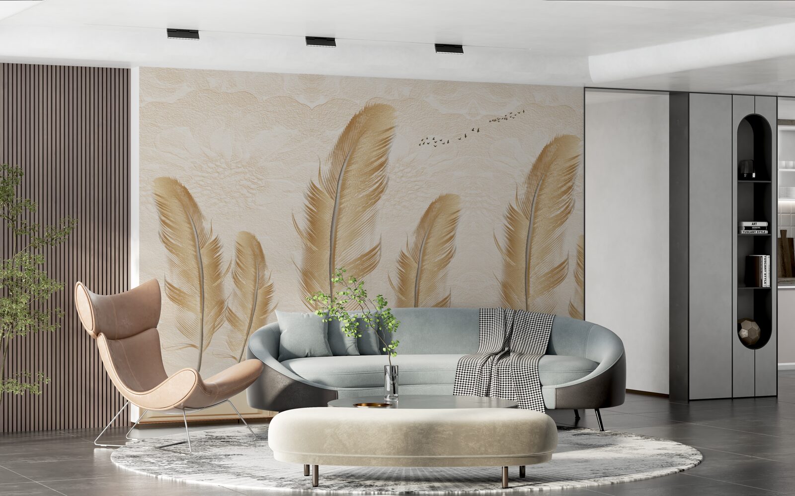 Фотошпалери художній фон, прикрашений пір'ям