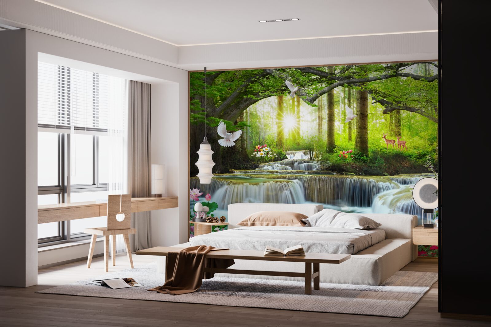 Фотошпалери Життя і природа біля дикого водоспаду в лісі